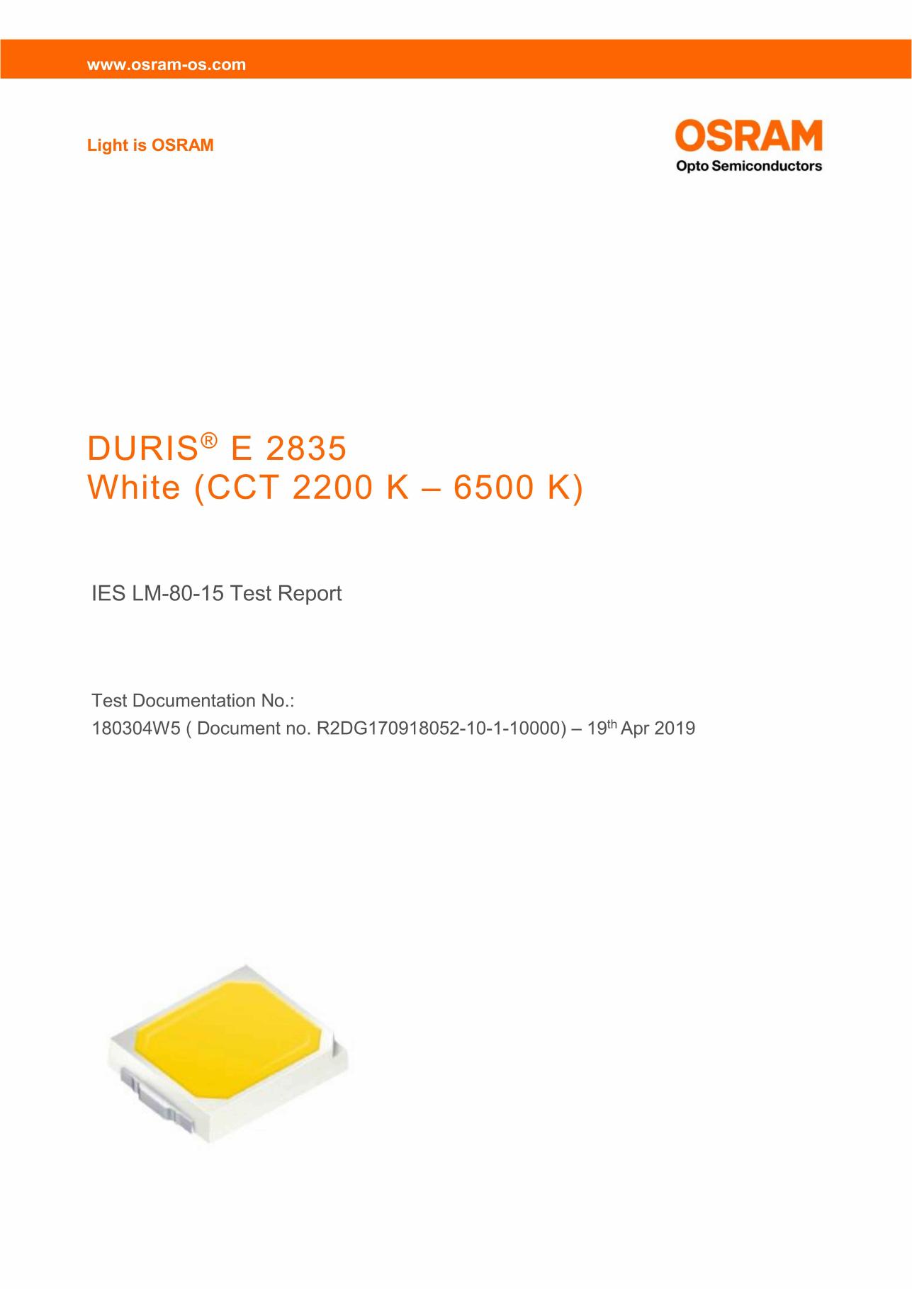 OSRAM DURIS 2835 Test Report — OSRAM Opto Semiconductors