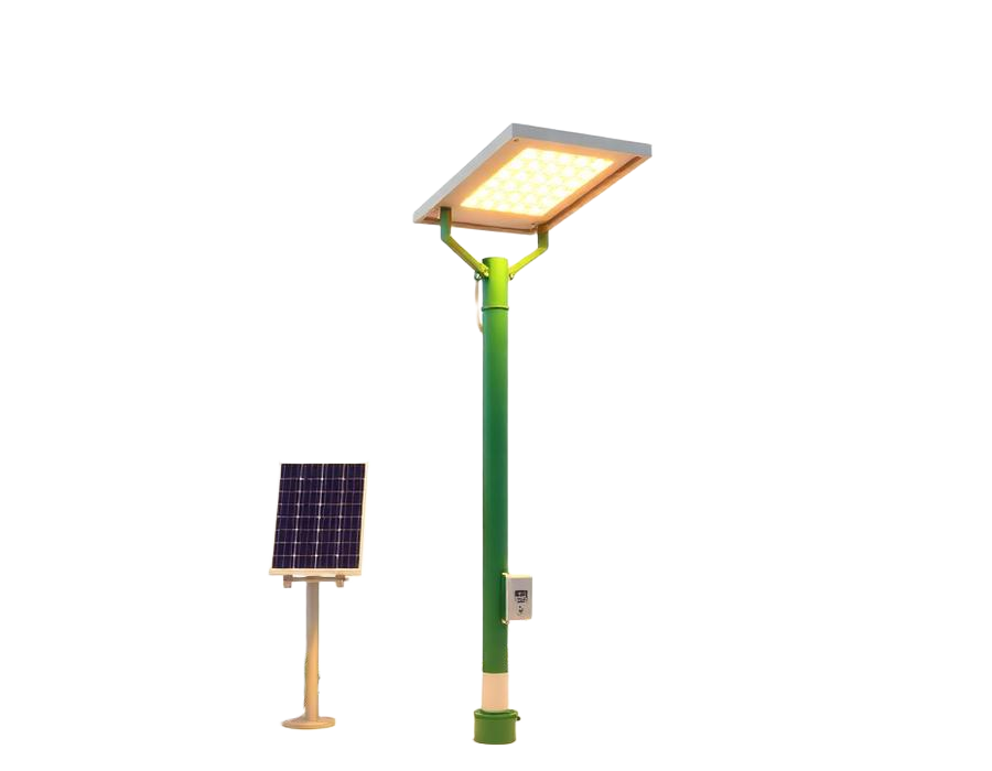 Solar street light with panel and battery